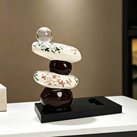 Décoration d'intérieur de luxe léger : Présentoir à vin en céramique, Meuble à vin, Ornement de rangement, Pièces décoratives, Organisateurs en porcelaine pour la maison
