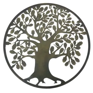Personalizzato moderno albero della vita in metallo appeso a parete decorativo arte della parete in metallo appeso decorazione di alberi di arte della parete in metallo nero