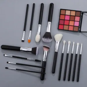 Color Can Change 15pcs Black Silver Professional Makeup Brushes Set Soft Natural Hair Cosmetic Brush Tool Sample Available