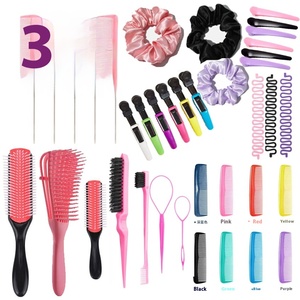 Juego de peines para peinar el cabello de 27 piezas, masajeador de cuero cabelludo para desenredar el cabello con cepillo de champú para uso doméstico o en el salón - Product Image 4