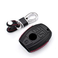 Coque de clé intelligente en cuir de vache de style américain, fermeture suspendue élégante pour Mercedes 3 CLAVES C E S M-CLS CLK GLK Classe GL