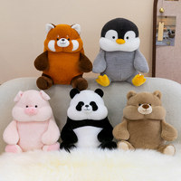 Peluche Animale Ronde et Mignonne en Gros, Vente Chaude : Panda Rouge, Pingouin, Cochon, Ours Panda – Cadeau pour Enfants, Décoration de Chambre et Canapé