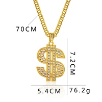 Collier pendentif dollar américain entièrement serti de diamants pour hommes, style hip-hop, chaîne en alliage pour rappeurs, accessoires de costume d'Halloween