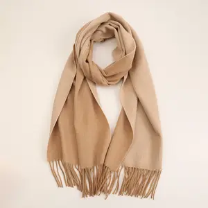 Design 40cm Wide Winter Scarf Pure Wool Scarf Reversible Lambswool Muffler in Stock 2024 New Double Side Solid Women Adult 190g