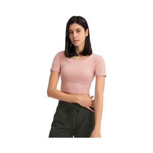 Tùy chỉnh mới rốn ngắn Yoga T-shirt với miếng đệm ngực, cảm ứng nữ tính, Rỗng ra đẹp trở lại, thể thao tay áo ngắn - Product Image 5