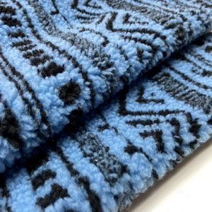Cómodo polar <span class=keywords><strong>azul</strong></span> bohemio diseño 100% poliéster tejido 350gsm impreso Sherpa tela polar para chaquetas de invierno - Product Image 3
