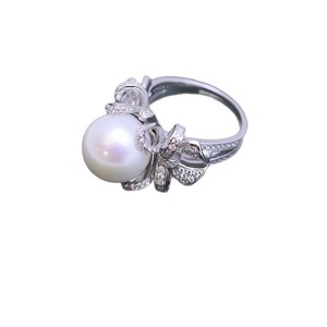 Anillo de Perlas Blancas Redondas de 12-13 mm de Zhuji Danshui, Luz Intensa, Pequeñas Imperfecciones, Anillo de Plata S925 con Lazo, Joyería Fina y Elegante - Product Image 5