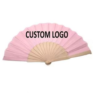 Factory Direct 23cm Portable Foldable Wooden Fabric Handheld Fans Custom Logo Advertising Promotion <b>Gift</b> - Product Image 6