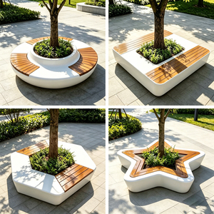 Banc d'arbre en PRV J008 <span class=keywords><strong>de</strong></span> fabrication directe, siège d'arbre intégré personnalisé, léger et résistant aux intempéries, mobilier <span class=keywords><strong>de</strong></span> place publique pour aéroport - Product Image 3