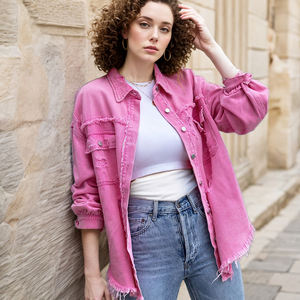 Venta al por mayor de manga larga Jeans Top Camisa Señoras Agujero Rasgado Chaqueta de mezclilla Abrigo Blusas de las mujeres Abrigo para las mujeres - Product Image 1