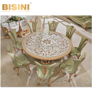 Hermosa villa de estilo italiano, mesa de comedor de madera tallada, silla para el hogar, mesa de comedor redonda de parquet de concha hecha a mano con <span class=keywords><strong>Lazy</strong></span> <span class=keywords><strong>Susan</strong></span> - Product Image 5