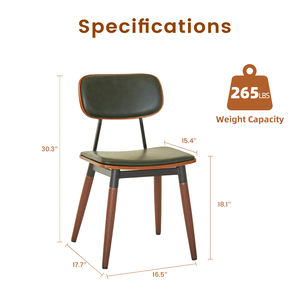 Chaise de salle à manger en bois massif au design moderne nordique avec dossier en cuir PU Design ergonomique pour bureau à domicile et salon - Product Image 6