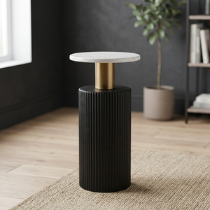 Modern Luxury Durable Eco-Friendly Side <b>Table</b> White Marble Black Wood for Hospital Staircase Home Office Living Room Bedroom - Product Image 2