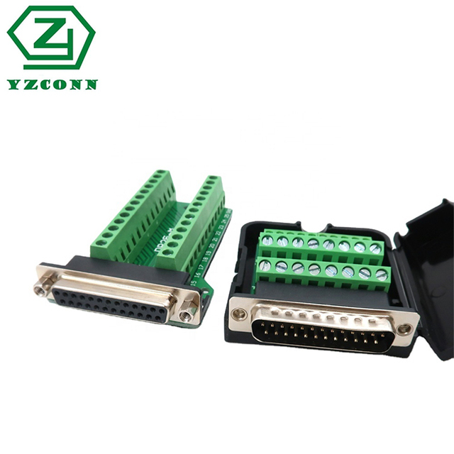 D-SUB Shell Shelless Double Row Pin Header Wire DB 25 Pin Male Female Solderless Board Terminals Adapter Connector