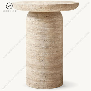Table basse ronde en travertin de <span class=keywords><strong>style</strong></span> nordique, mobilier moderne en gros, OEM ODM, décoration intérieure - Product Image 2