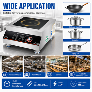 Estufa de Inducción Cóncava Comercial de 6kW, Cocina de Inducción de Acero Inoxidable 201 para Hotel, Restaurante y Cocina - Product Image 6