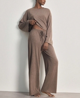 Pyjama Marron Grande Taille pour Femme, Ensemble Deux Pièces, Vêtements de Nuit et de Détente, Pyjama Personnalisable ODM