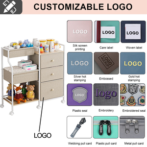 Công Suất Lớn Bé Nursery Lưu Trữ Giá Với Cán Vải Ngăn Kéo Tã Tổ Chức Giỏ Hàng Bao Gồm Bánh Xe - Product Image 3