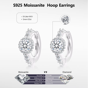 Moissanite Halo Hoop Earring 925 Sterling Silver 14K Gold Plated D Color VVS1 GRA Flower Mossanite Diamond Earring for <b>Wife</b> Mom - Product Image 2