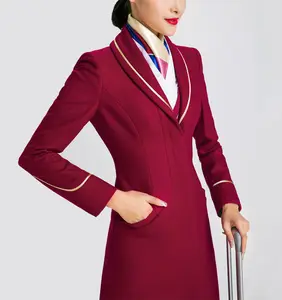 कस्टम स्टीवर्ड वर्दी पेशेवर सूट एयरलाइन पोशाक स्कर्ट बनियान उड़ान परिचर कपड़े वर्दी