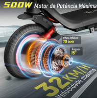 Skuter Listrik Brazil Warehouse M1max 500W Ban 10-inci Kecepatan Maks 32km/jam Kendaraan Listrik Roda Dua Pintar Beban 12kg