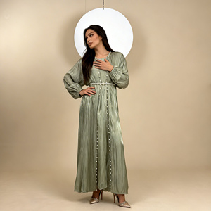Robe Abaya élégante en polyester perlé sur mesure de qualité supérieure pour femmes musulmanes, occasions spéciales - Product Image 3