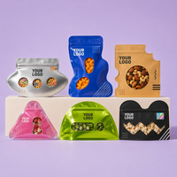 Op maat gemaakte, gestanste ziplock zakjes, voedselveilige staande snackzakjes met transparant venster voor noten, snoep en gedroogd fruit verpakkingen