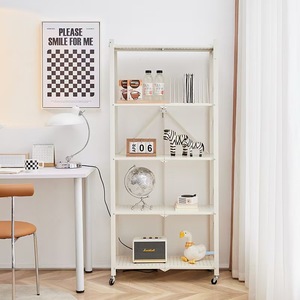Scaffale <span class=keywords><strong>da</strong></span> Cucina Pieghevole a 5 Ripiani in Metallo di Alta Qualità, Regolabile Liberamente, con Ruote - Product Image 3