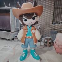 Escultura Grande de Vaquero de Dibujos Animados en Fibra de Vidrio, Estatua de Personaje Mascota de FRP para Decoración de Arte Callejero en Centros Comerciales