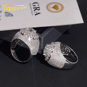 Nhẫn Hip Hop mạ đá Moissanite kiểu cụm, bạc 925, trang sức thời trang nam, giao hàng nội địa Mỹ - Product Image 6