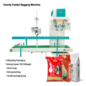 Máquina automática de envasado de molino de arroz de 5kg, 10kg, 25kg, máquina de envasado granular de arroz con puntada de bolsa, cierre de costura