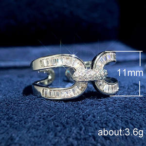 Anillo de cóctel con lazo F1704 para mujer, con circonita cúbica creada en laboratorio, engaste de canal, anillos de compromiso de moda - Product Image 6