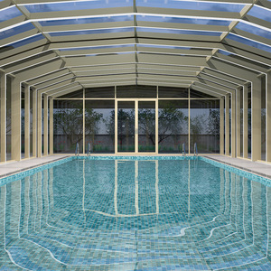 Cubierta <span class=keywords><strong>de</strong></span> cubierta <span class=keywords><strong>de</strong></span> piscina <span class=keywords><strong>de</strong></span> policarbonato <span class=keywords><strong>de</strong></span> vidrio para porche automático eléctrico personalizado - Product Image 1