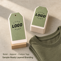 Étiquette suspendue personnalisée anti-contrefaçon en papier vert olive avec bordure blanche, votre logo pour chaussettes, chaussures, vêtements de mode, OEM/Vente en gros, Marque privée