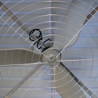 Ventilateur d'extraction conique à flux axial en fibre de verre FRP à faible bruit, pales en acier, pour élevages avicoles, restaurants, construction, alimentation électrique