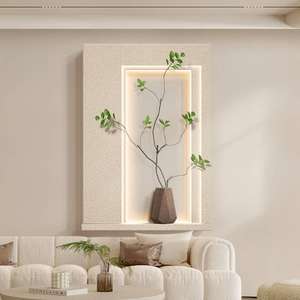 Yiwu original crème style <span class=keywords><strong>simulation</strong></span> plante verte salon <span class=keywords><strong>peinture</strong></span> murale entrée LED <span class=keywords><strong>peinture</strong></span> décorative <span class=keywords><strong>peinture</strong></span> suspendue - Product Image 4