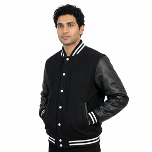 Blouson universitaire homme 2024 élégant en laine fine de haute qualité, col montant, pour l'hiver, vente en gros, patch brodé personnalisé, prix bas - Product Image 1