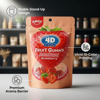 Sachet Mylar Recyclable Personnalisé pour Emballage de Bonbons Gommeux aux Fruits (Fraise) Imprimé par Héliogravure de Qualité Alimentaire – Vente en Gros