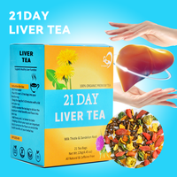 Tisane chinoise GMP de 21 jours pour la purification des reins et du foie, marque privée, thé aux fleurs et aux saveurs en sachet ou en boîte