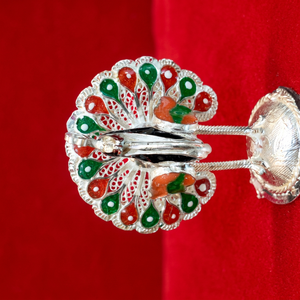 Barrette à cheveux en résine émaillée, motif paon, ton argenté, plume d'oiseau, accessoire décoratif pour femme - Product Image 1