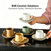 Set Cangkir dan Tatakan Espresso Keramik Kingze 90ml dengan Lapisan Glaze Berbintik ala Jepang untuk Kafe Komersial
