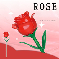 Bloques de Construcción de Rosas, Ladrillos de Flores Hechos a Mano, Kit de Modelo de Rosa Individual, 44 Piezas, Mini Partículas, Juguete de Flor Eterna, Venta al por Mayor OEM/ODM