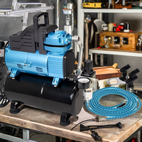 Compresseur d'air professionnel Master Airbrush Cool Runner à double ventilateur avec réservoir de 3,0 L, kit système professionnel, 3 aérographes à alimentation par gravité OEM