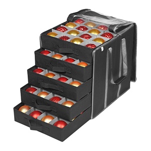 Boîtes de rangement d'ornements de noël avec séparateurs 5 plateaux séparés support d'ornements conserve 100 ornements de vacances sac de transport Durable - Product Image 1