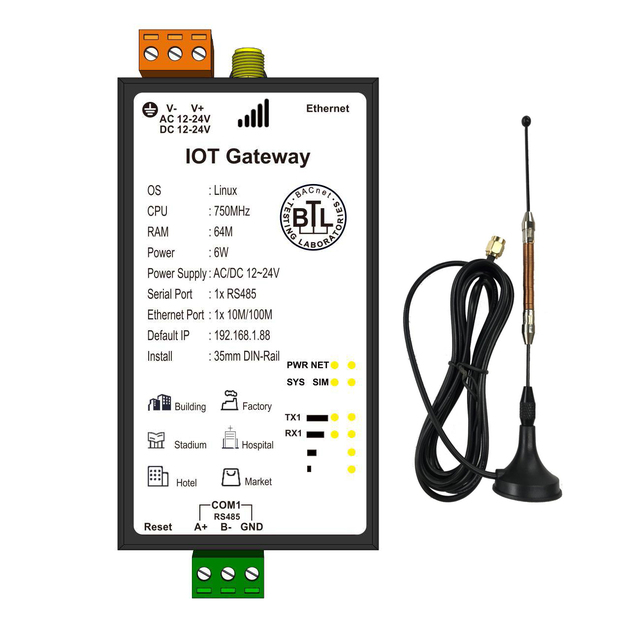 Milesgo HMI1001-ARM-4G Modbus, 4G, BACnet to BACnet IP, Modbus TCP, OPC UA, MQTT, BTL, CE, BA System, IOT Data Collection