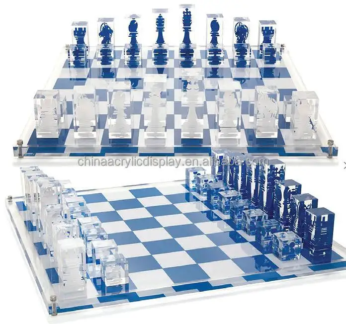 Acrylic factory customized chess board luxury suit acrylic blue and white interval acrylic chess color board
