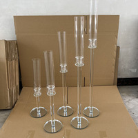 Lot de Cinq Grands Photophores Tubes en Verre Soufflé à la Main, Centres de Table Chandeliers en Cristal MH-TZ0587