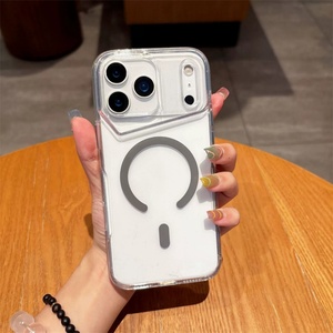 เคสโทรศัพท์มือถือแบบใสแม่เหล็กแฟชั่น สำหรับ iPhone 17 11 12 13 Pro Max 16 Plus 17 Air พร้อมปุ่มโลหะ ป้องกันด้านหลัง - Product Image 4