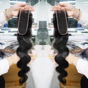 Nhà máy trong suốt HD straigh sóng cơ thể 14-24inch trong kho 2x6 HD ren đóng cửa, sẵn sàng để tàu đóng cửa và frontals tóc con người - Product Image 1