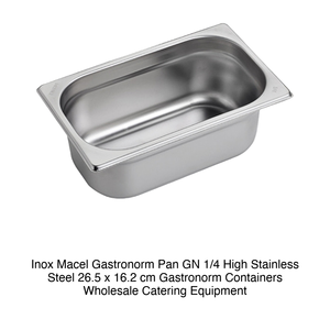 18/10 Stainless Steel GN 1/4 Food Pan 26.5 × 16.2 × 10 h cm, 483 g Inox Inox Macel - Product Image 2